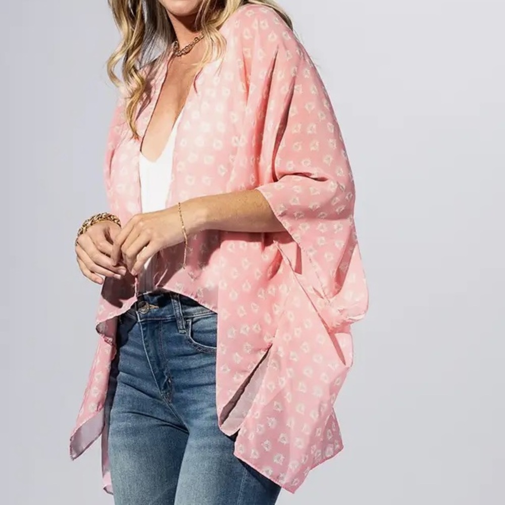 1054. Chic Peony Ditsy Blossom Sheer Kimono - Picture 5 of 5